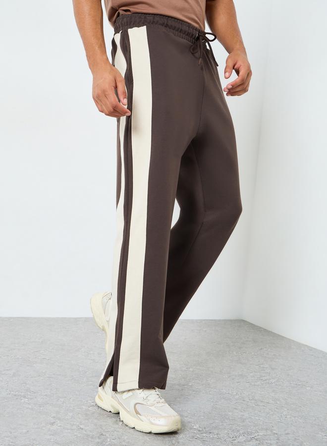 Styli Men Brown Striped Relaxed Fit Joggers - Image 1